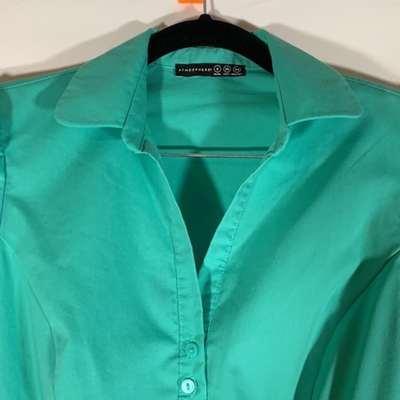 Atmosphere Turquoise Button-Down Collared Blouse Top - Picture 4 of 7